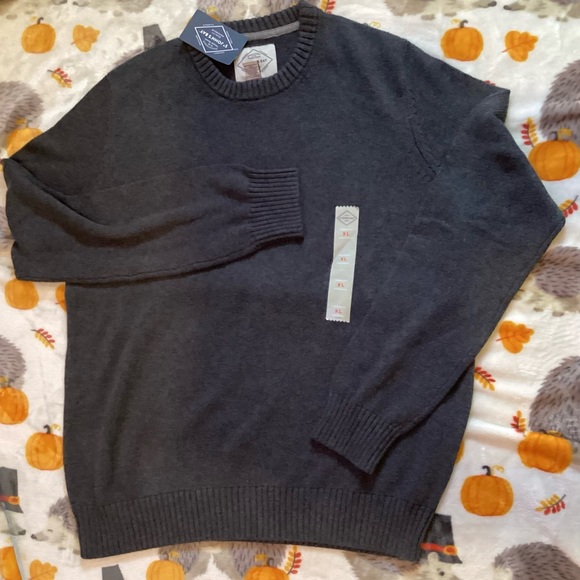 XL St. John's Bay Men Crewneck Long Sleeve Sweater Charcoal Htr NEW!! - Picture 1 of 7